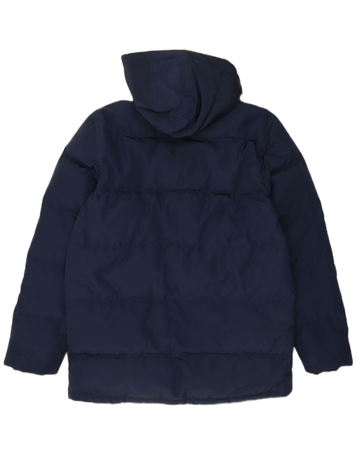 Jaqueta masculina acolchoada com capuz Tommy Hilfiger Reino Unido 44 2XL poliéster azul marinho