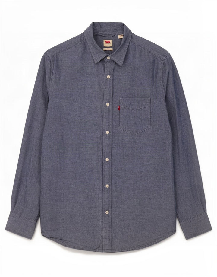 Camisa masculina Levi's Standard Fit grande algodão azul marinho