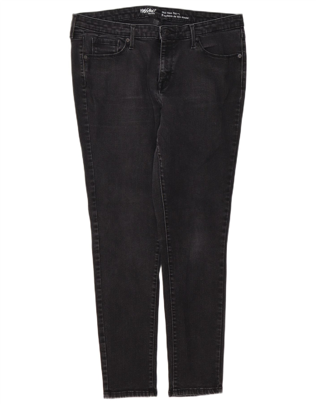 Calça jeans feminina MOSSIMO Power Stretch skinny EUA 14 grande W32 L29 preta