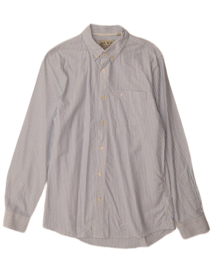 Camisa masculina Jack Wills pequena listrada azul de algodão