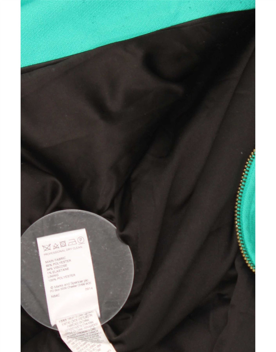 Sobretudo feminino Marks & Spencer com zíper completo Reino Unido 12 poliéster verde médio