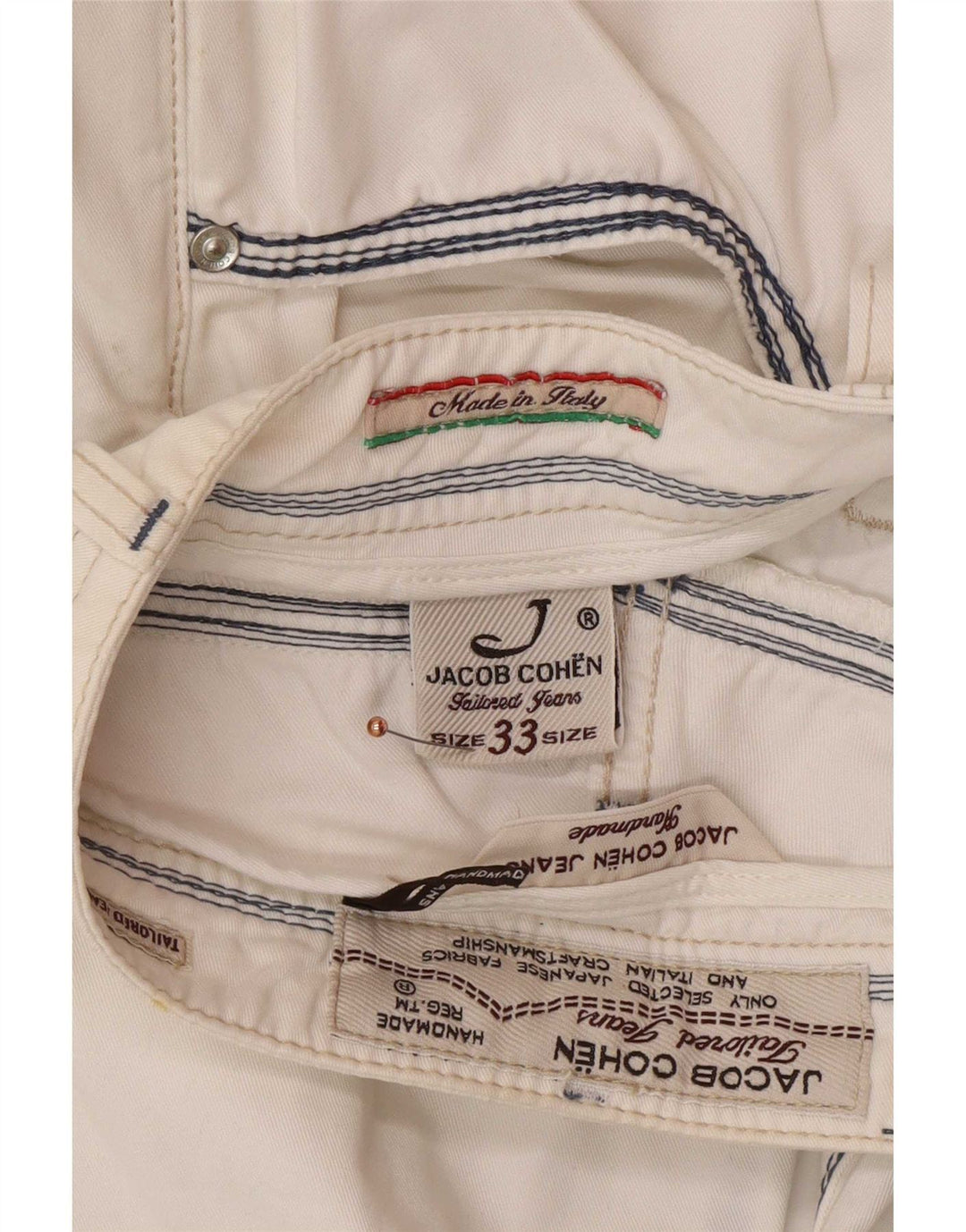 Jacob Cohen Jeans retos masculinos W33 L31 algodão branco