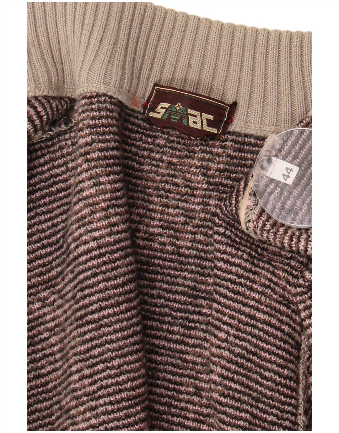 Suéter cardigã feminino VINTAGE com palangre aberto IT 44 marrom médio geométrico