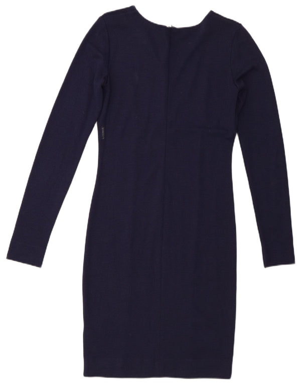 Vestido feminino Armani Jeans manga comprida bainha EU 40 médio azul marinho viscose