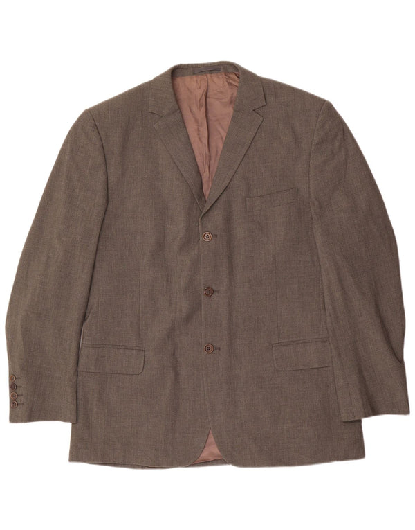 Jaqueta blazer masculina Massimo Dutti Stretch 3 botões Reino Unido 46 XL marrom poliéster