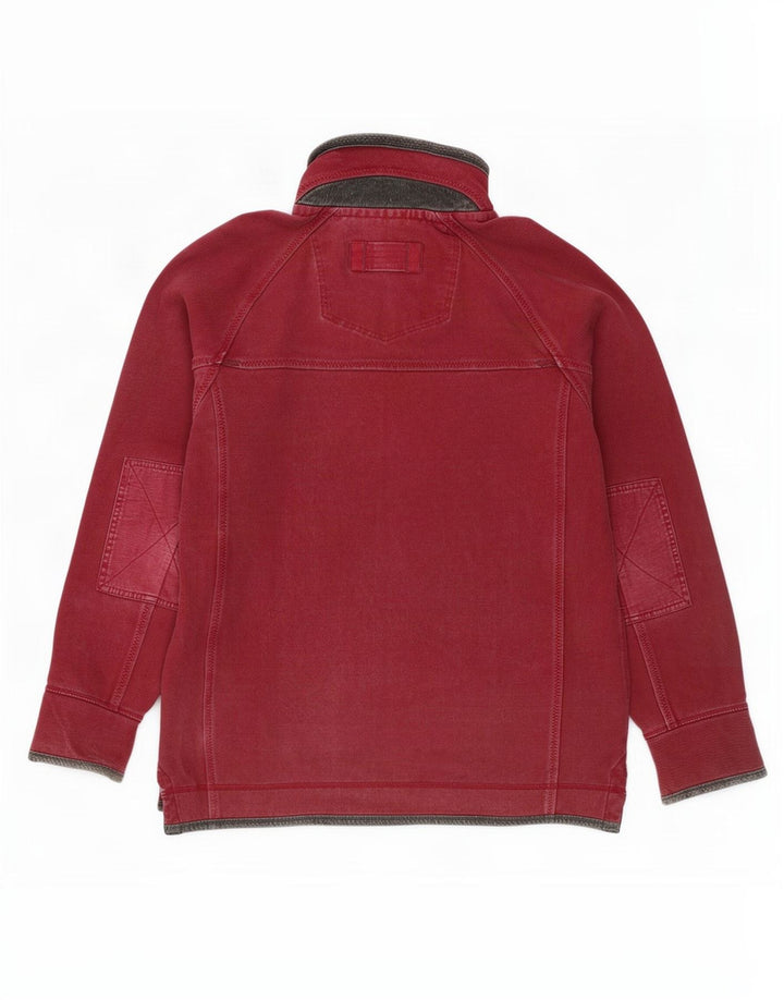 Fat Face Masculino Zip Neck Moletom Jumper Médio Algodão Borgonha