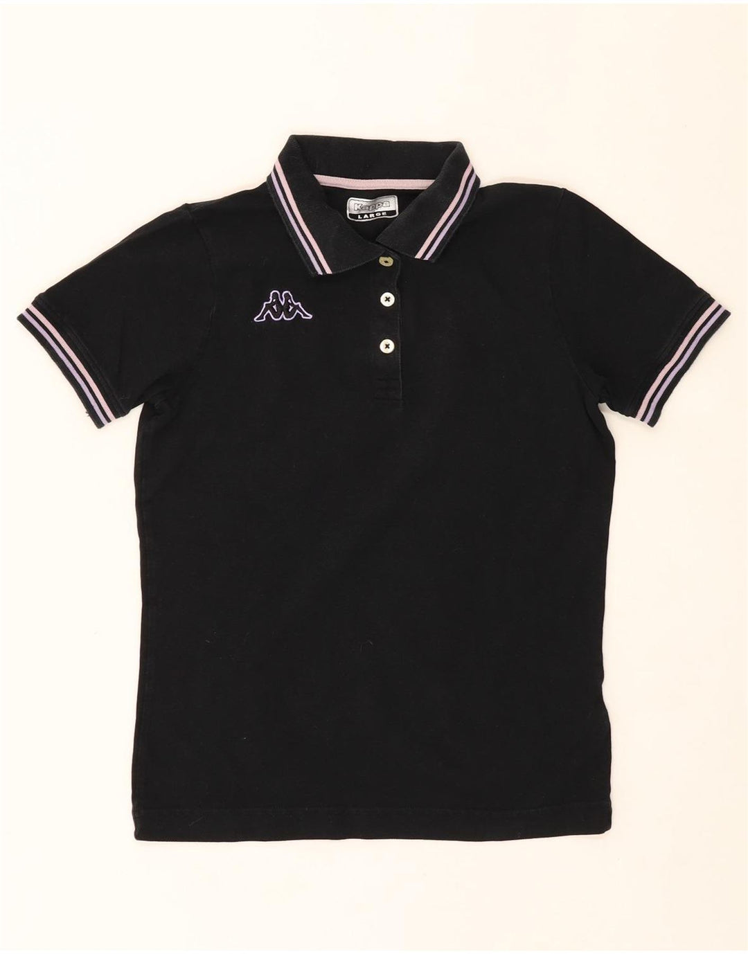 KAPPA Girls Polo Shirt 13-14 Years Large Black Vintage Kappa and Second-Hand Kappa from Messina Hembry 