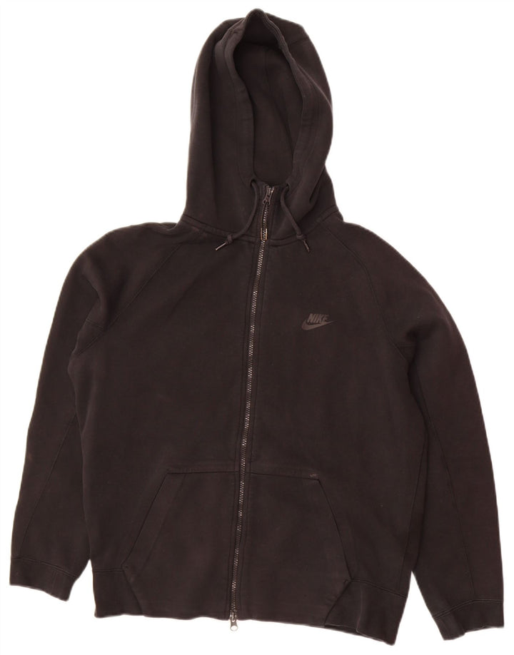 Suéter masculino Nike com capuz e zíper médio preto algodão