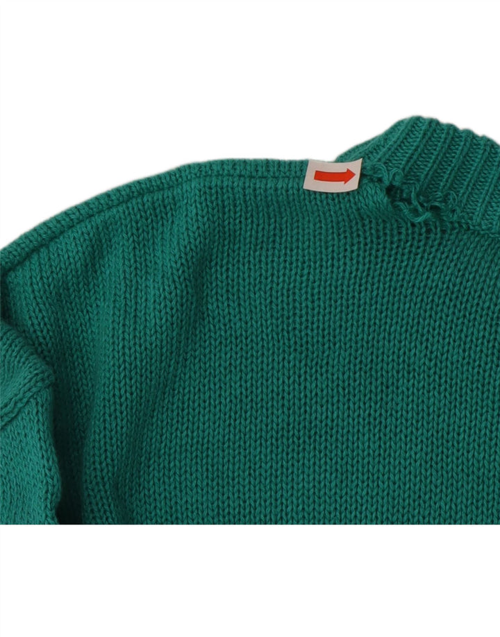 Suéter feminino VINTAGE com gola redonda UK 18 XL algodão turquesa