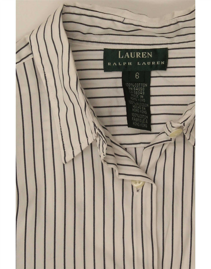 Camisa feminina Ralph Lauren EUA 6 algodão listrado branco médio