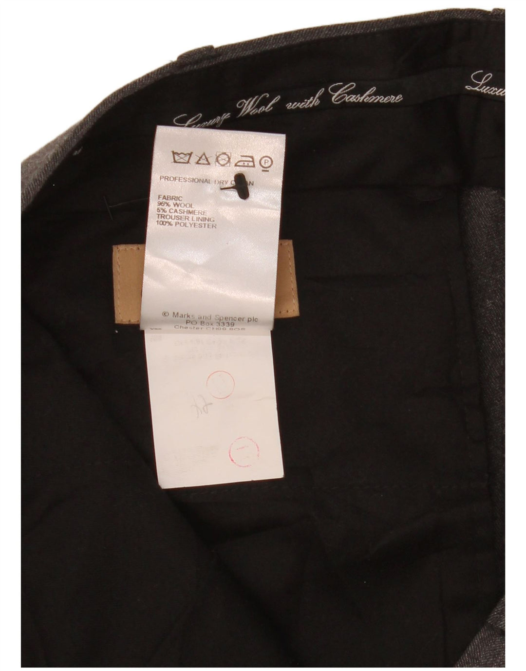 Calça masculina de terno reto MARKS & SPENCER W36 L29 lã cinza