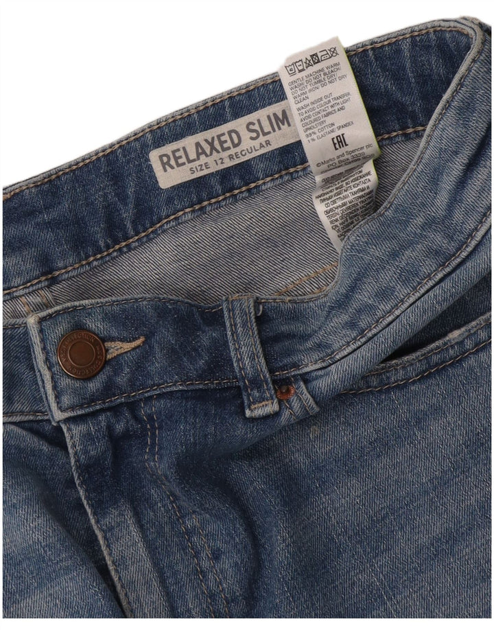 Calça jeans feminina Marks & Spencer com ajuste relaxado UK 12 médio W32 L26 azul