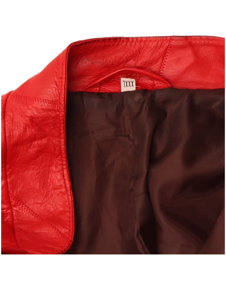 Jaqueta de couro feminina vintage UK 22 3XL couro vermelho