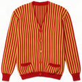 Suéter cardigã masculino vintage listrado amarelo médio
