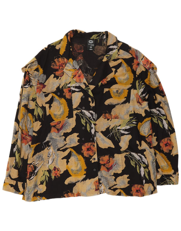 Blusa camisa feminina C&A EU 48 2XL viscose floral multicolorida