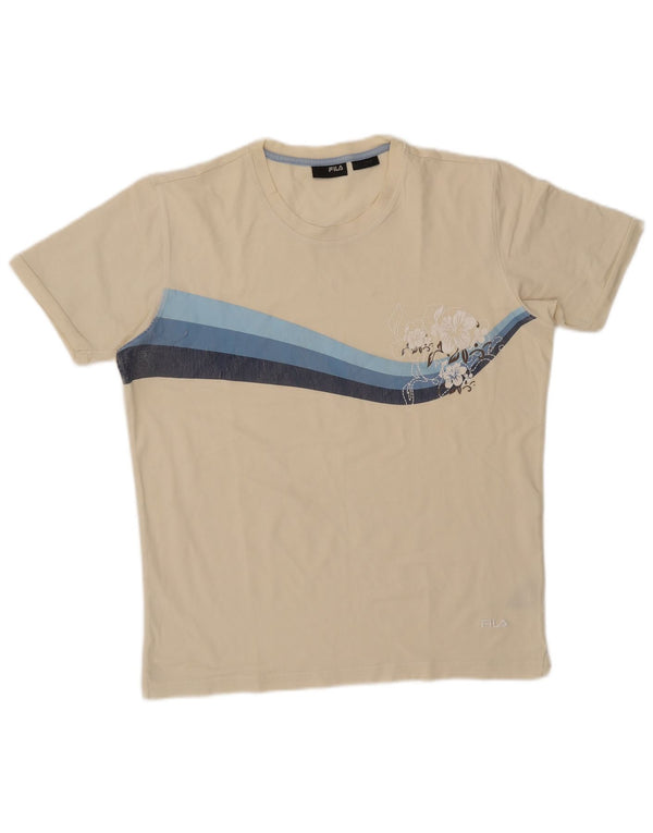 Fila Mens Graphic T-Shirt Top Grande Algodão Branco