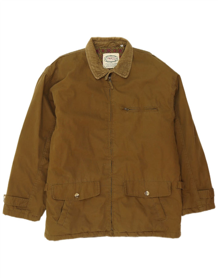 Jaqueta utilitária masculina vintage UK 40 grande algodão marrom