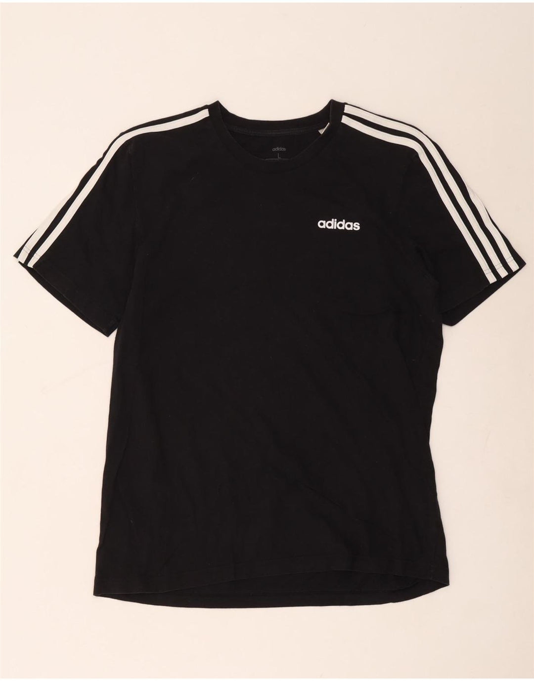 Adidas Mens Camiseta Top Grande Algodão Preto