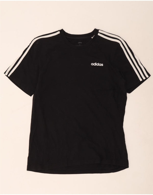Adidas Mens Camiseta Top Grande Algodão Preto