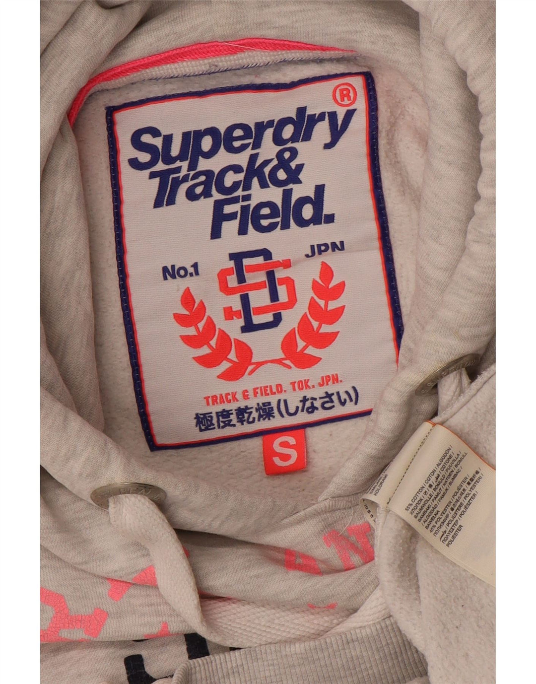 Jumper feminino com capuz gráfico SUPERDRY Reino Unido 10 algodão cinza pequeno