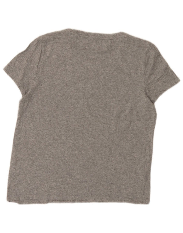 Camiseta feminina Tommy Hilfiger com estampa gráfica UK 14 algodão manchado cinza médio