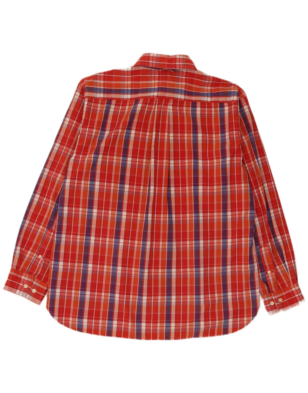 Camisa masculina Tommy Hilfiger grande laranja xadrez algodão