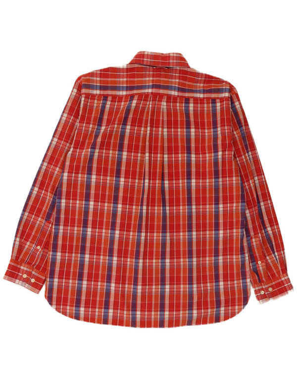 Camisa masculina Tommy Hilfiger grande laranja xadrez algodão