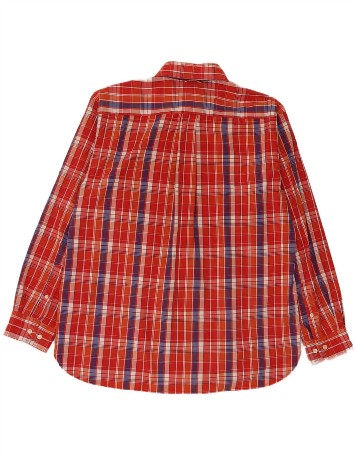 Camisa masculina Tommy Hilfiger grande laranja xadrez algodão