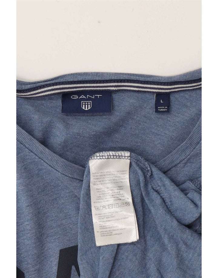 Gant Camiseta masculina gráfica Top grande algodão azul