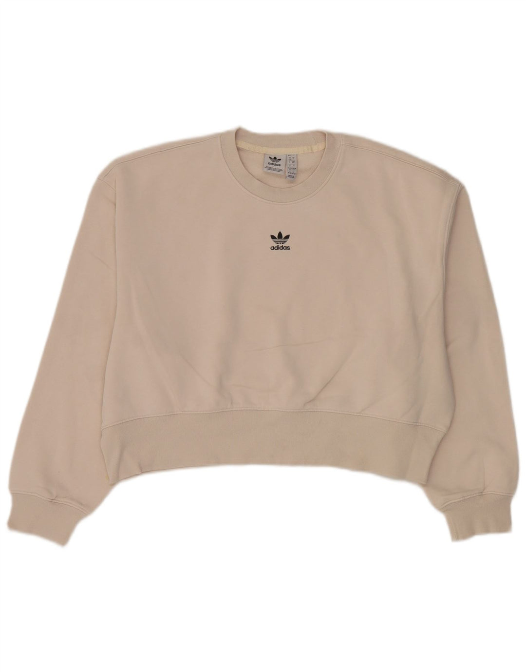 Adidas feminino oversized moletom jumper reino unido 8/10 pequeno bege algodão