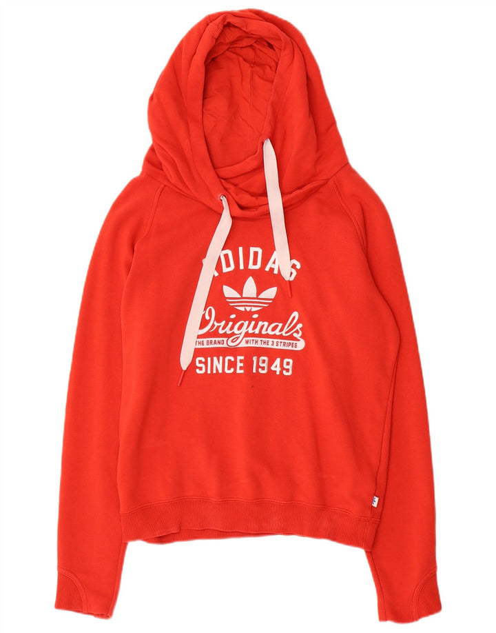 Adidas Womens Graphic Hoodie Jumper UK 12 Médio Vermelho