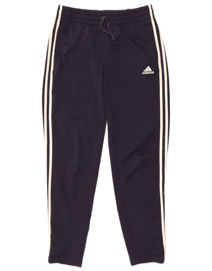 Calça de treino feminina Adidas UK 8/10 pequena azul marinho poliéster