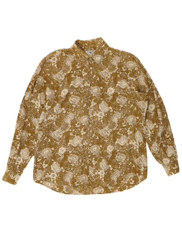 Camisa masculina vintage grande floral verde