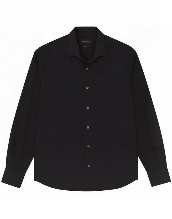 Camisa masculina Massimo Dutti grande de algodão preto clássico