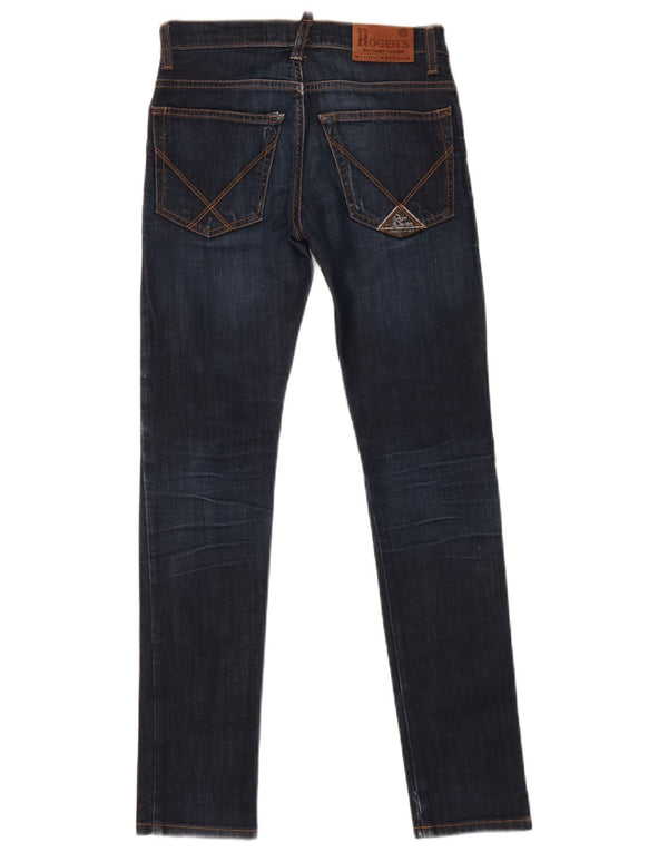 Roy Rogers Womens Slim Jeans UK 12 Médio W28 L30 Azul Marinho Algodão