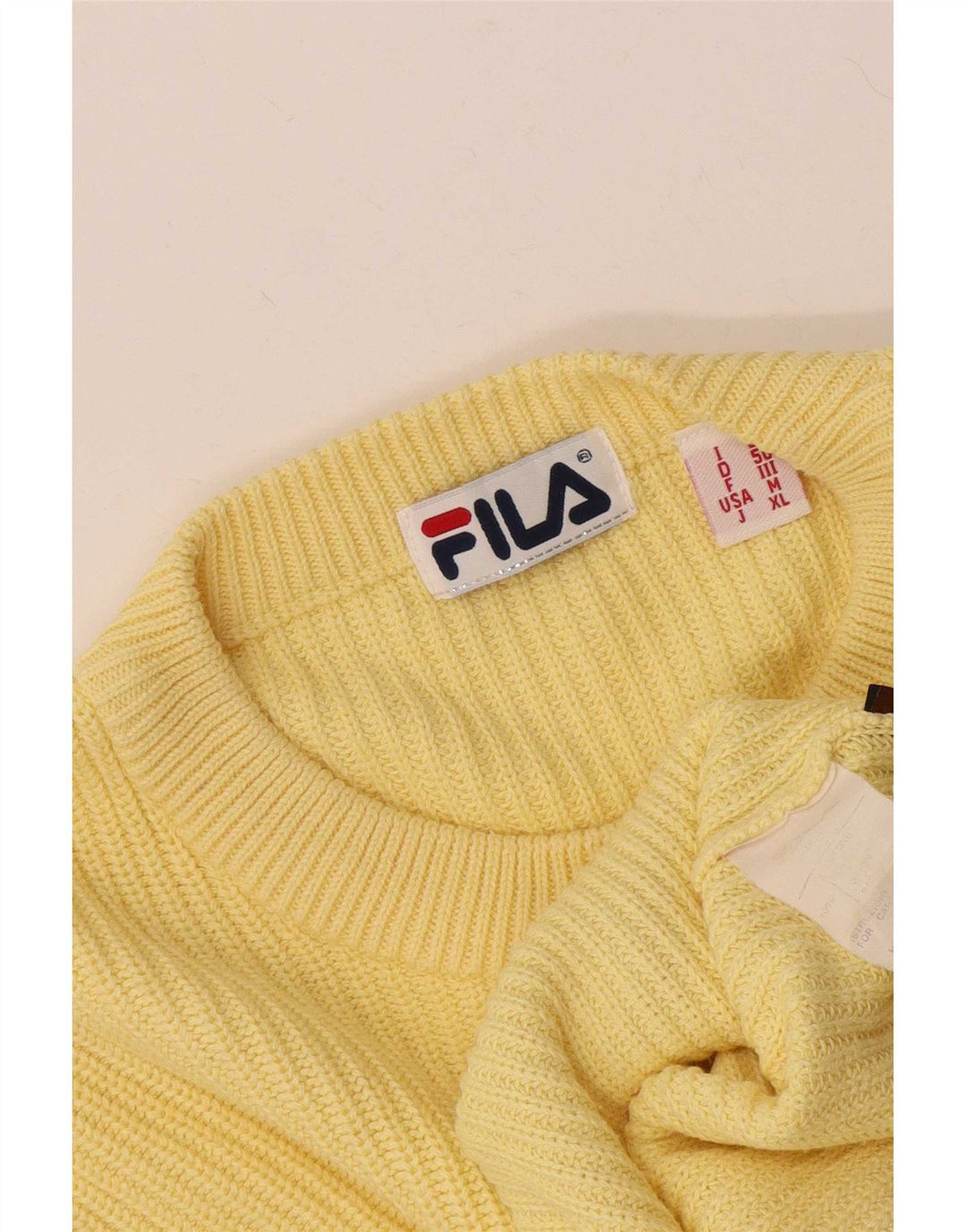 Suéter masculino Fila com gola redonda IT 50 algodão amarelo médio