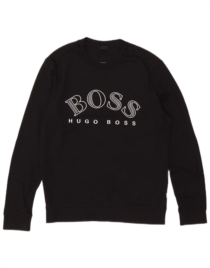 Hugo Boss moletom gráfico masculino jumper grande algodão preto