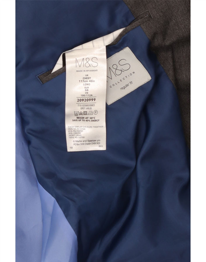 Jaqueta blazer masculina MARKS & SPENCER com 2 botões de ajuste regular Reino Unido 46 XL cinza