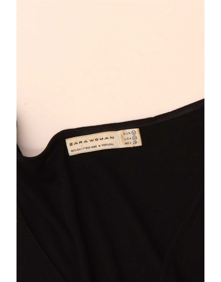 Blusa feminina Zara UK 12 médio preto colorblock Lyocell