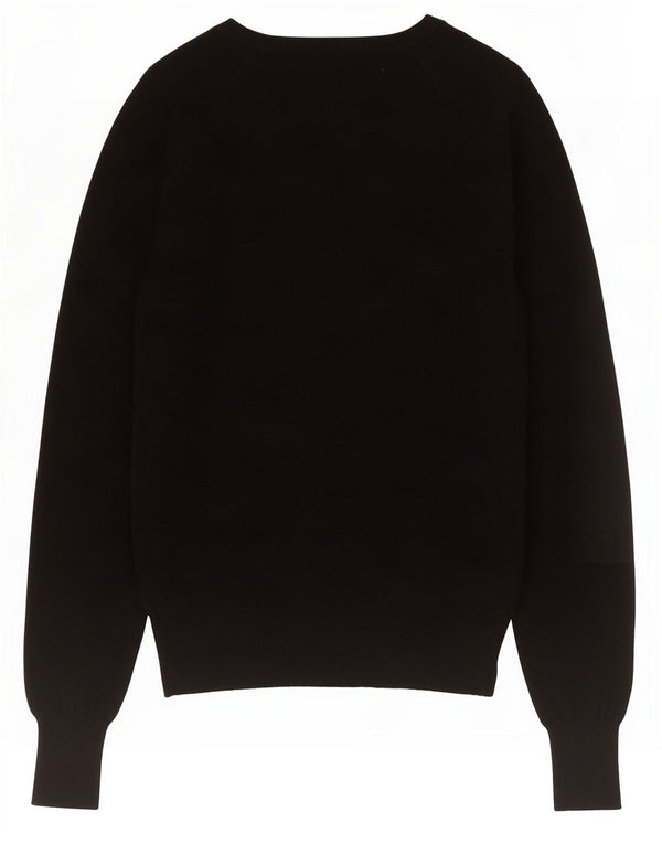 Suéter feminino Zara com decote em V Reino Unido 8 pequeno algodão preto