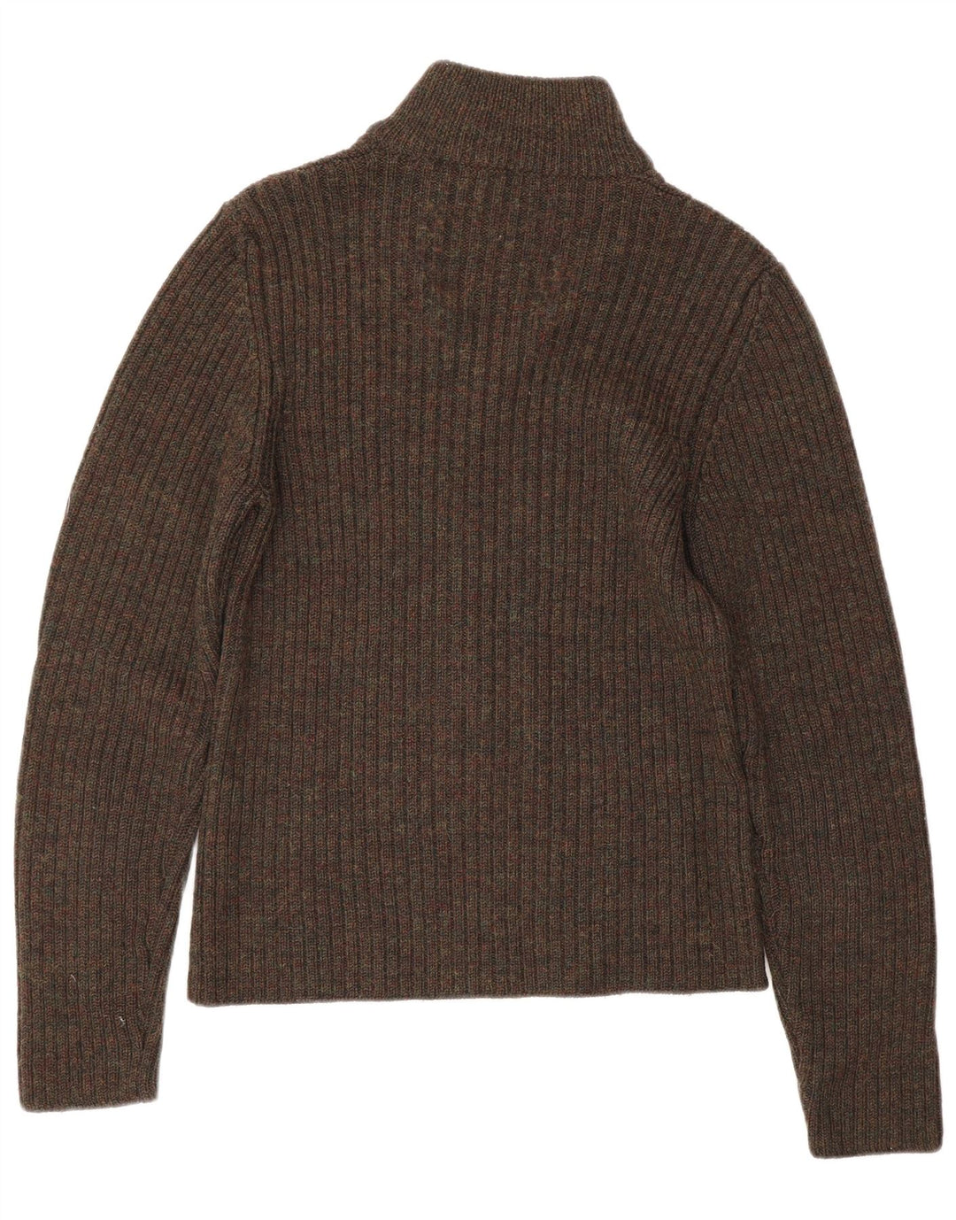 Suéter feminino PRADA com zíper e gola IT 48 XL lã virgem marrom