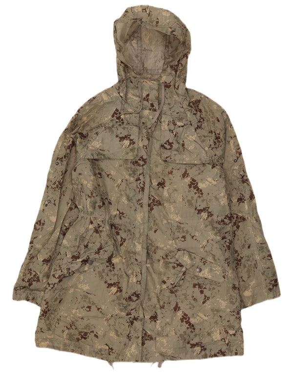 Jaqueta Parka com capuz feminina Topshop Reino Unido 8 poliéster camuflado verde pequeno