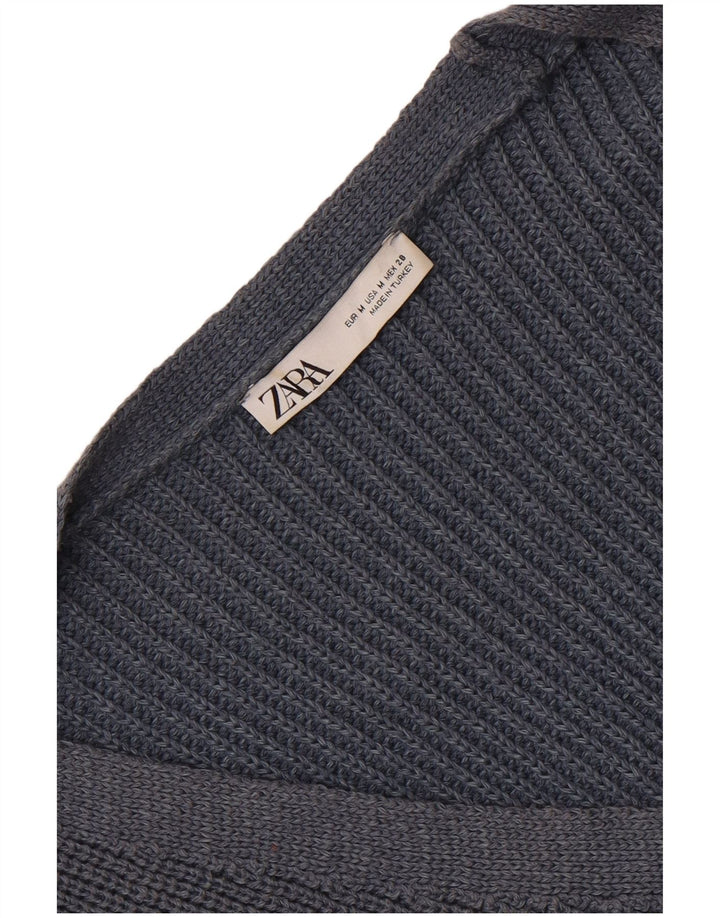 Suéter Zara Feminino Crop Cardigan Reino Unido 14 Médio Azul Marinho