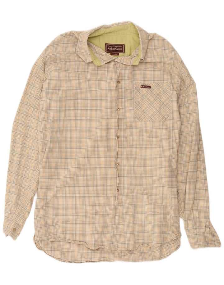 Camisa masculina Marlboro Classics 2XL algodão xadrez bege