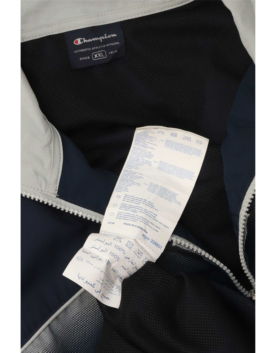 Jaqueta masculina Champion 2XL em poliéster colorblock azul marinho