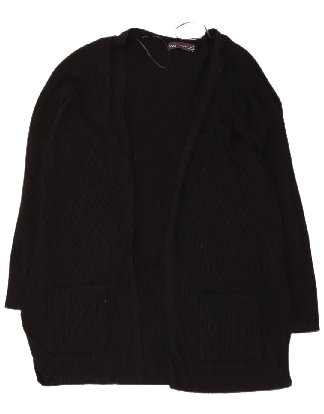 Suéter cardigã aberto feminino Marks & Spencer Reino Unido 14 viscose preta média