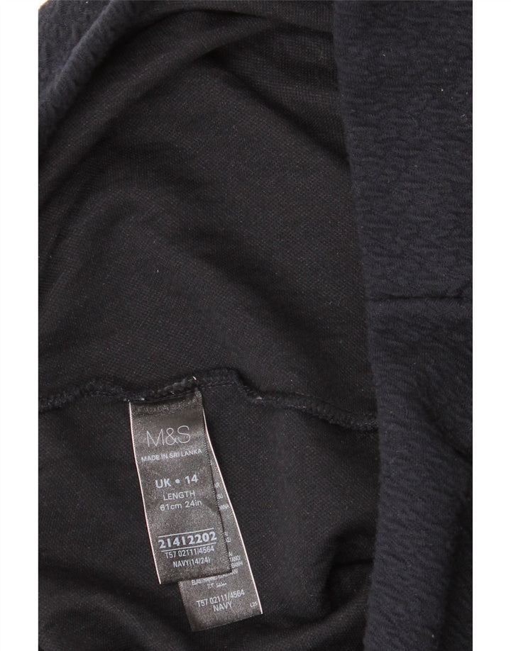 Saia lápis feminina Marks & Spencer Reino Unido 14 grande W32 azul marinho poliéster