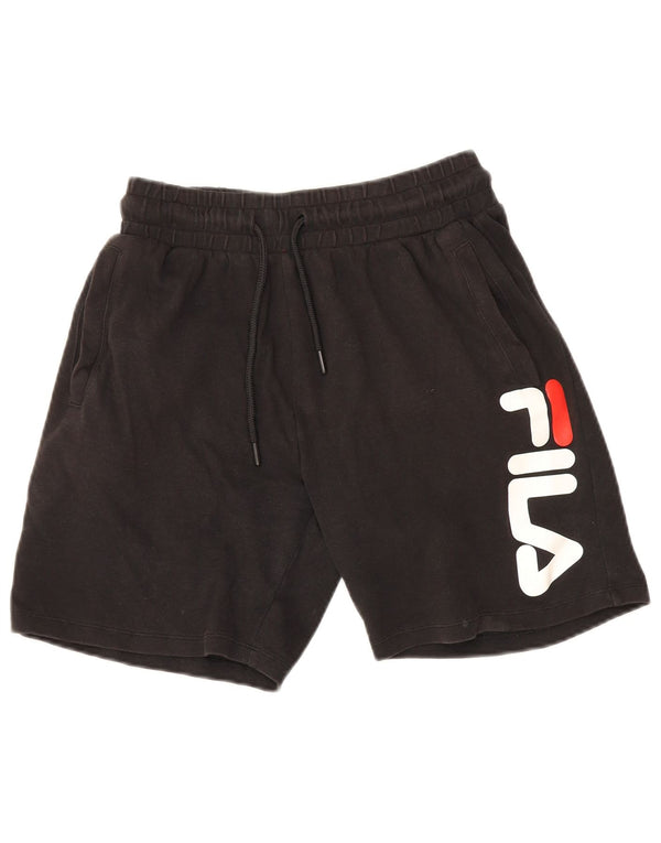Fila Mens Graphic Sport Shorts Pequenos Esportes Pretos De Algodão