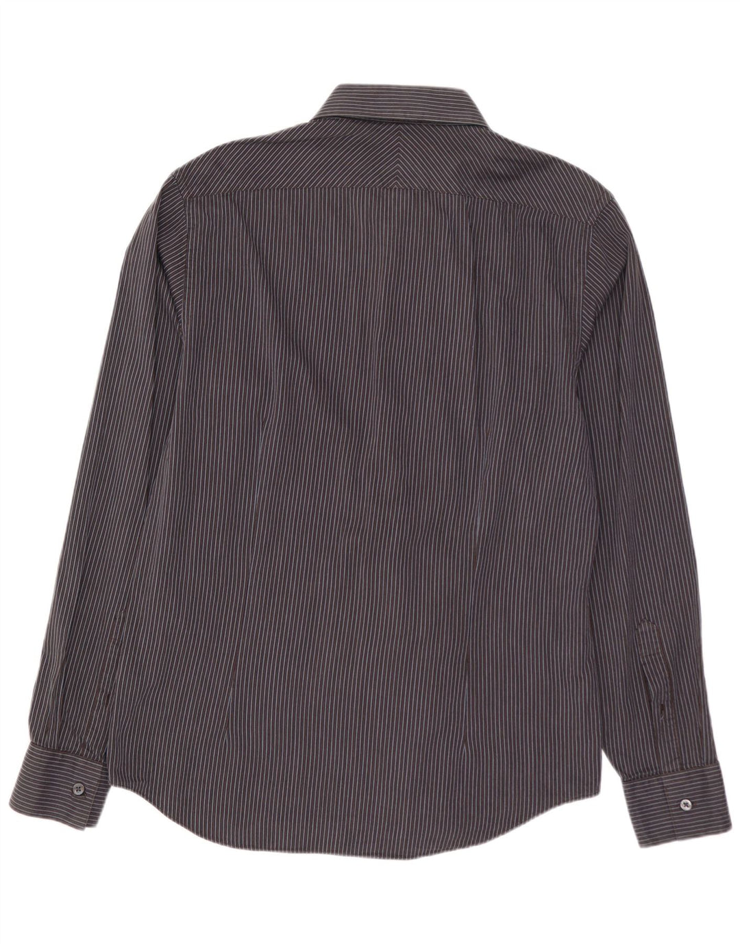 Camisa masculina CALVIN KLEIN Slim Fit tamanho 41 16 grande algodão listrado cinza