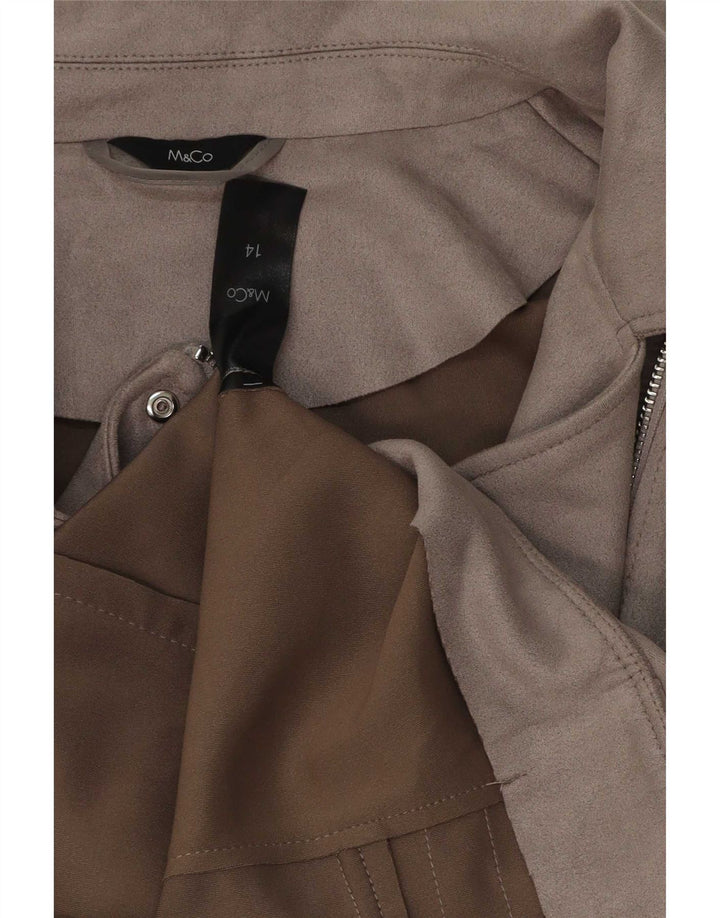 Jaqueta de motociclista feminina M&Co UK 14 grande poliéster cinza